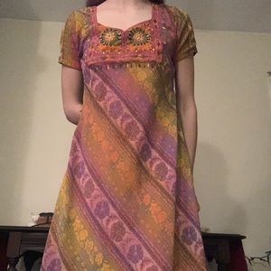 Beautiful pattern embroidered midi dress